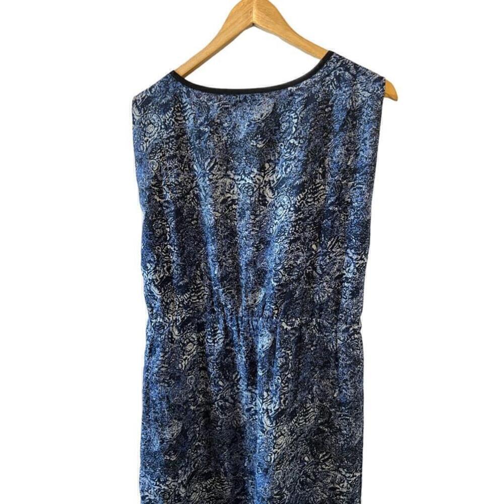DEX Blue Printed Mid Length Sleeveless V Neck Dress M - Picture 5 of 10